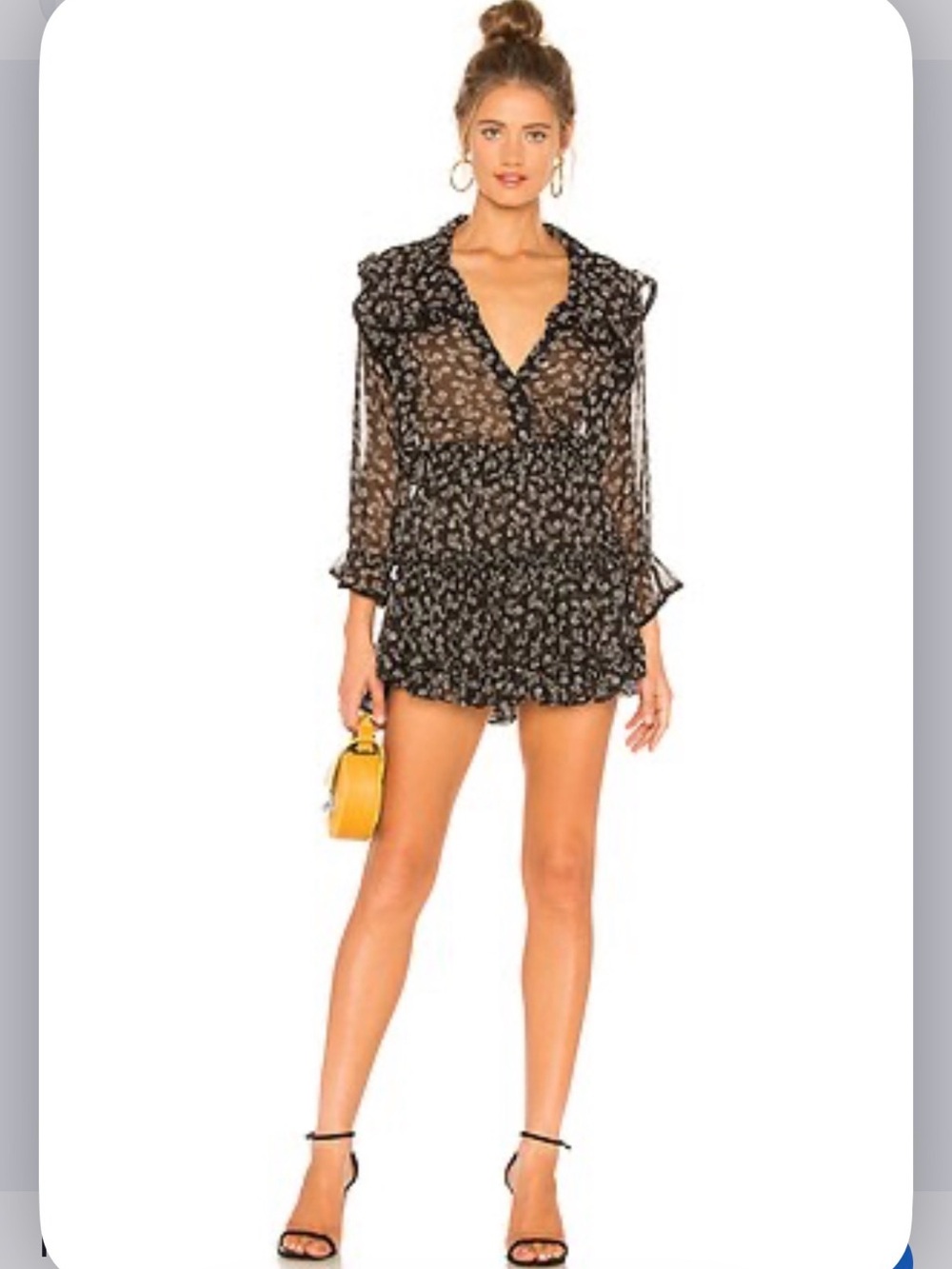 Misa Los Angeles Vittoria Black and White Floral Ruffle dress